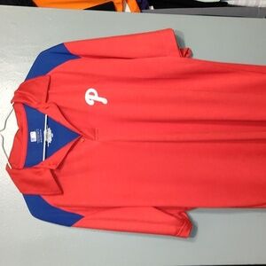 PHILADELPHIA PHILLIES GOLF COACHES POLO SHIRT MEN'S L  RED POLYESTER